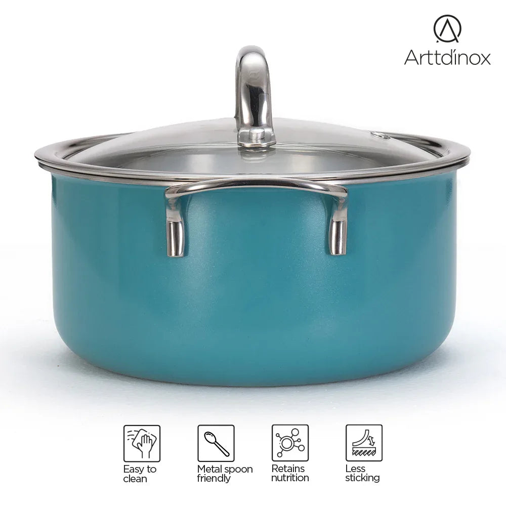 Vida Triply Pot 2 Litre Teal with Glass Lid - HomeTown