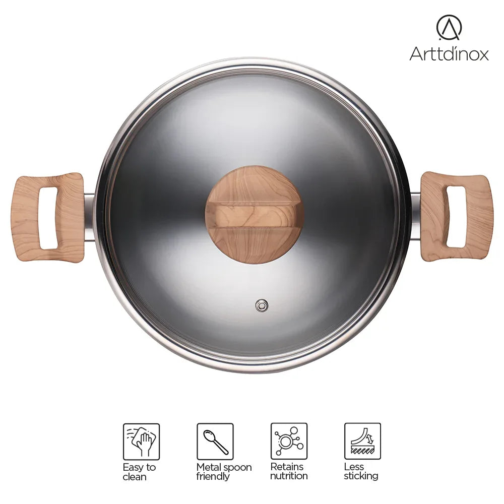 Timber Triply Pot 3 Litre with Glass Lid - HomeTown