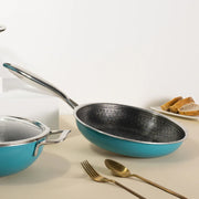 Vida Triply Frypan 24cm Teal with Glass Lid - HomeTown