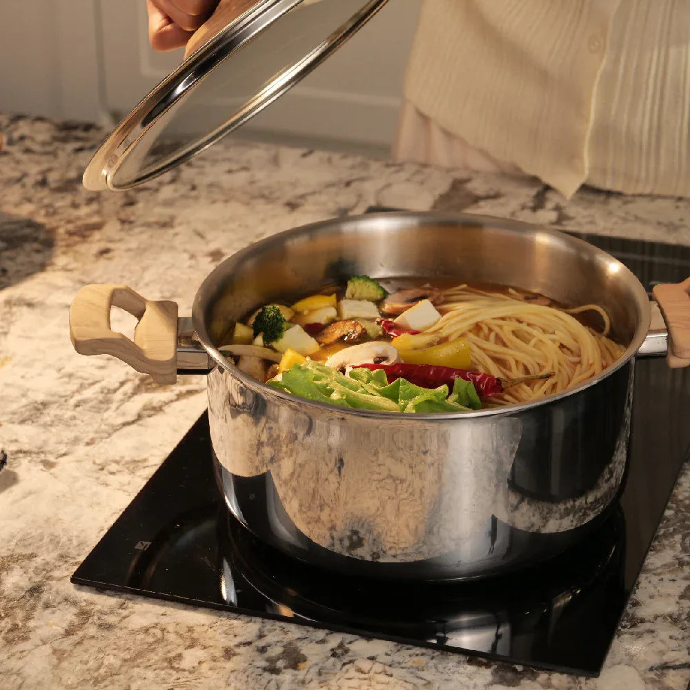 Timber Triply Pot 5 Litre with Glass Lid - HomeTown