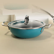 Vida Triply Kadhai 24cm Teal with Glass Lid - HomeTown