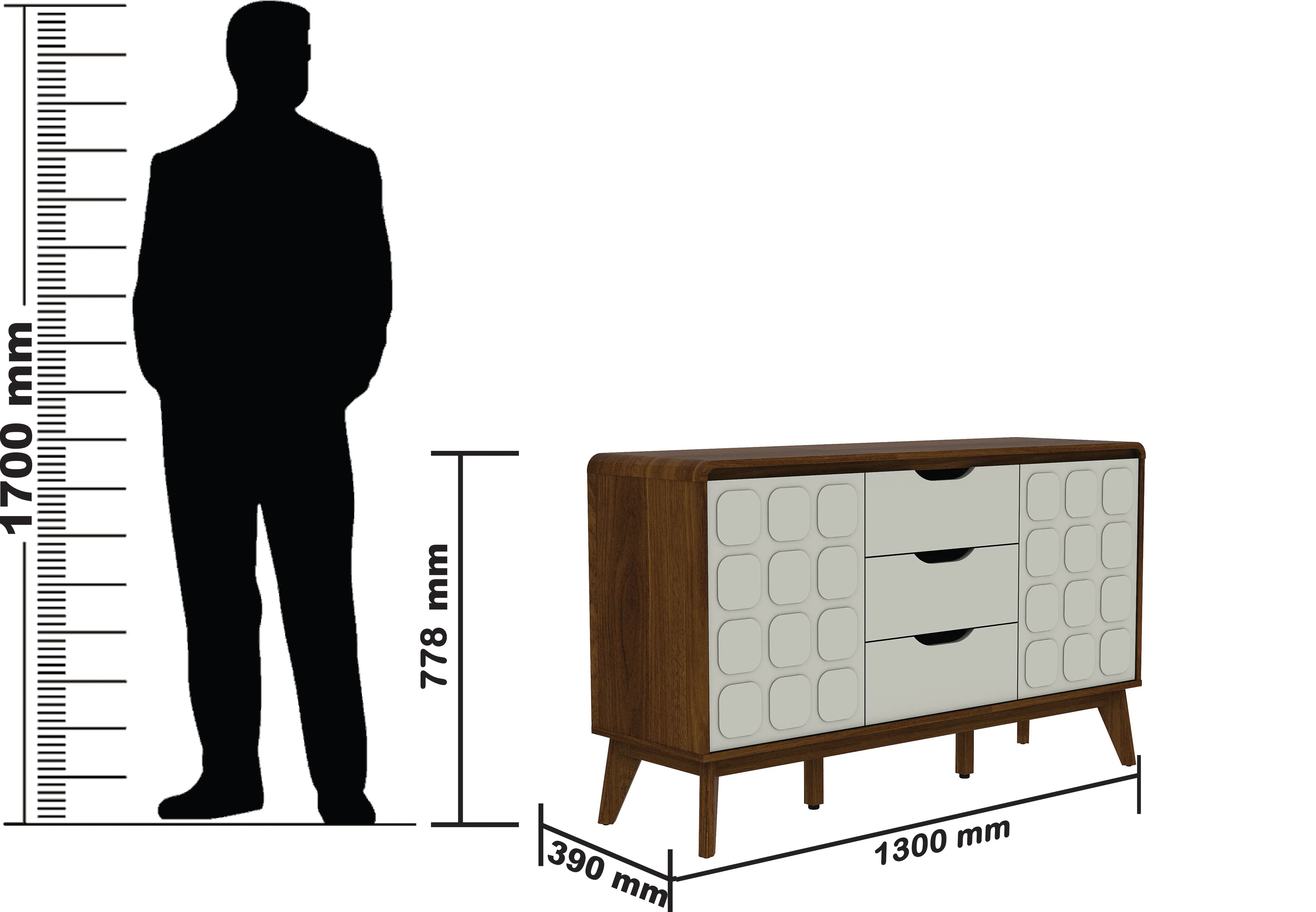 Opus Sideboard in White & Walnut Colour - HomeTown