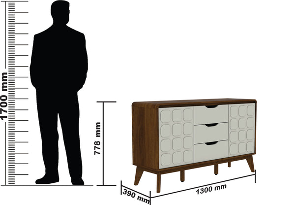 Opus Sideboard in White & Walnut Colour dimensions