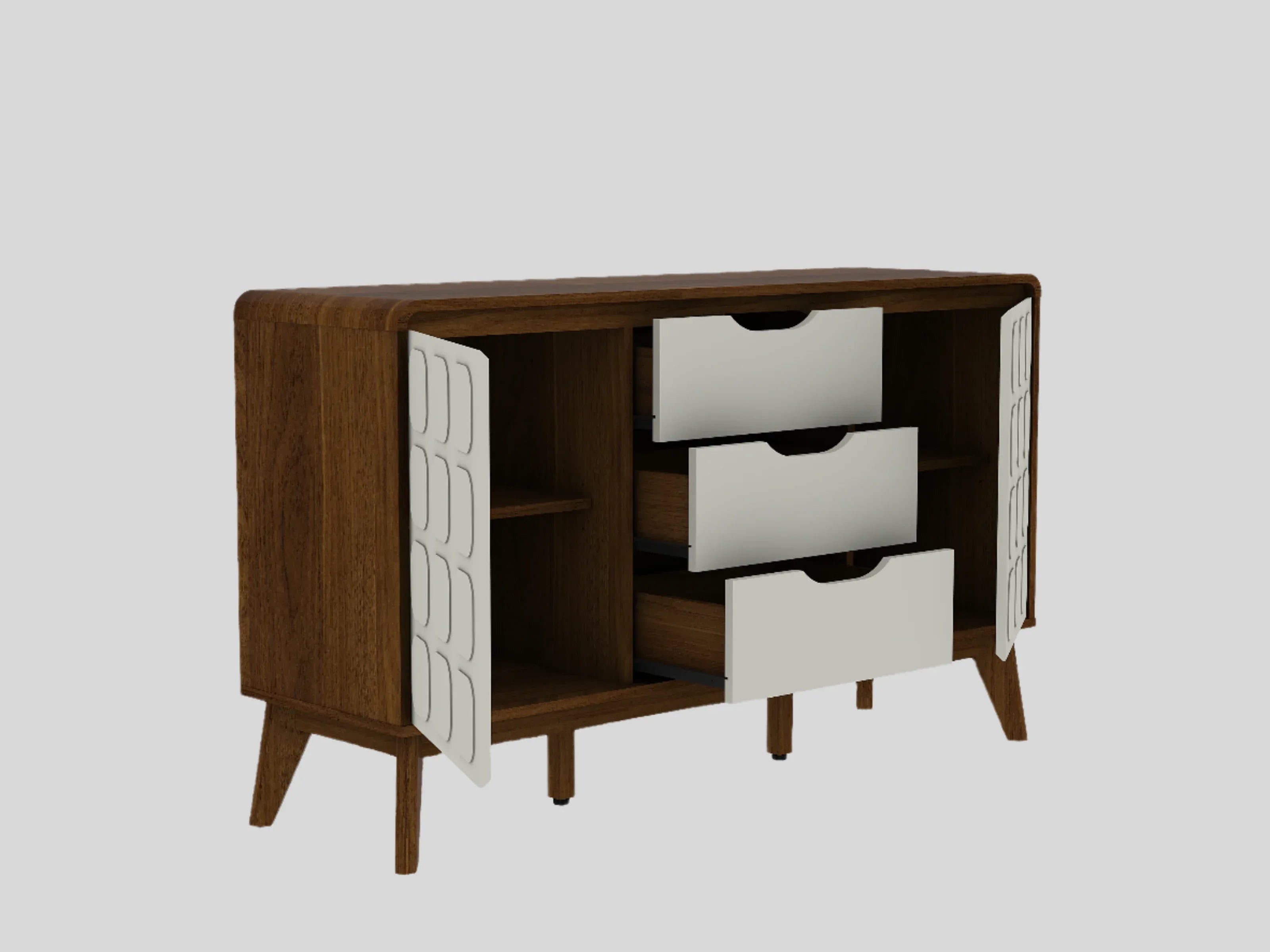 Opus Sideboard in White & Walnut Colour - HomeTown