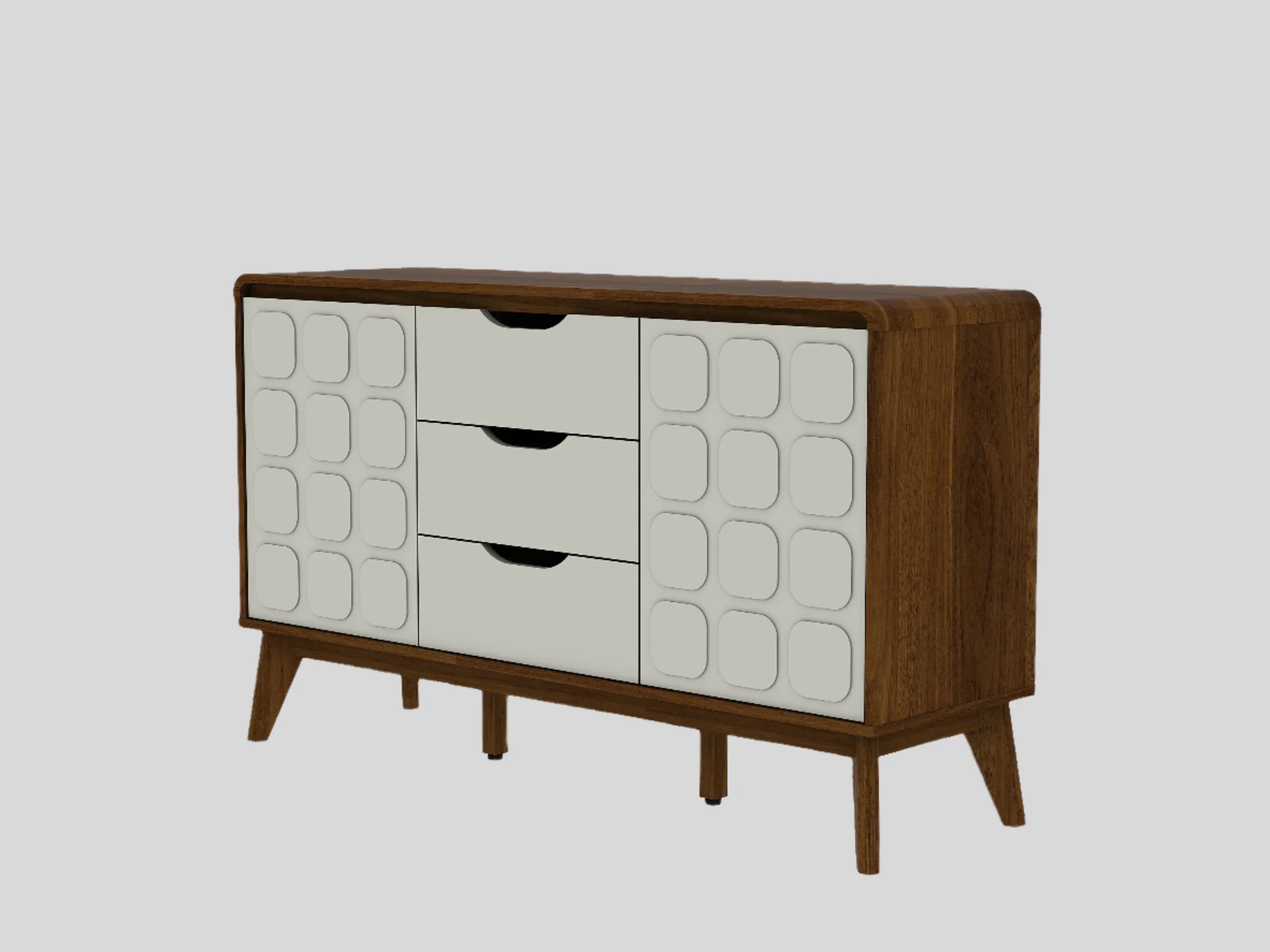 Opus Sideboard in White & Walnut Colour - HomeTown