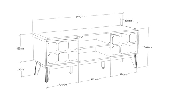Opus TV Unit in White & Walnut Colour dimensions
