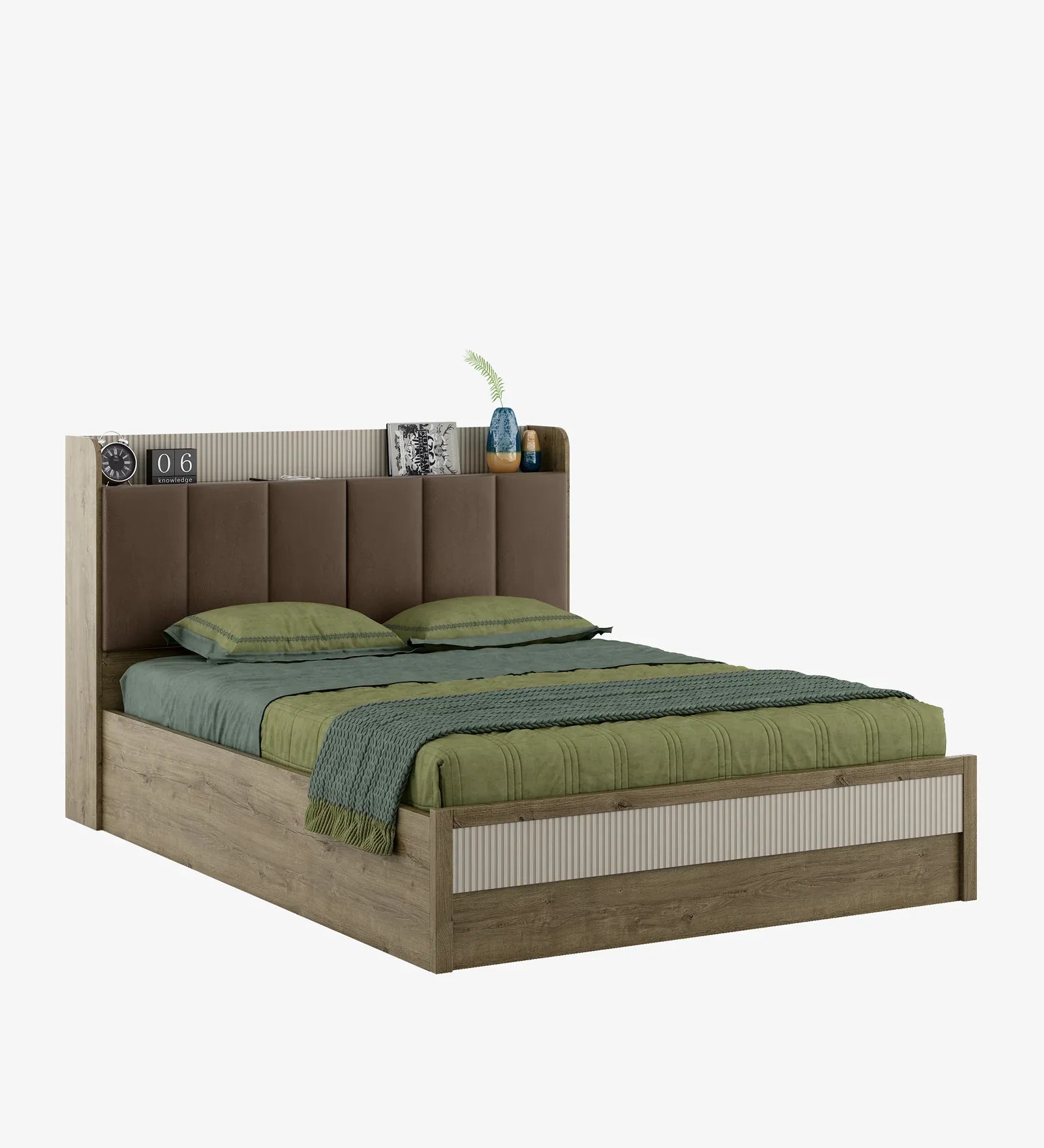 Gloria Queen Bed 3/4 Hydraulic Storage in Sebastain Oak Colour - HomeTown