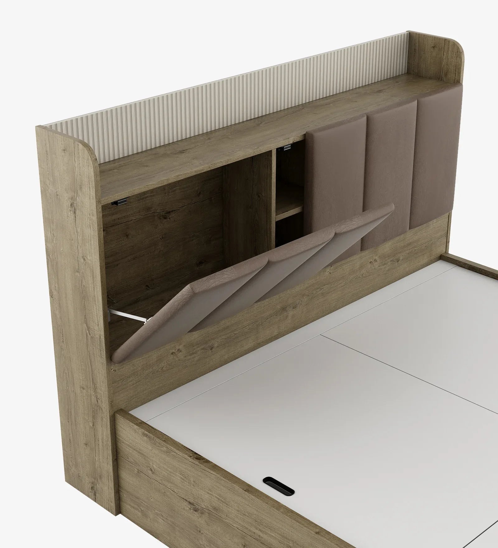 Gloria King Bed 3/4 Hydraulic Storage in Sebastain Oak Colour - HomeTown