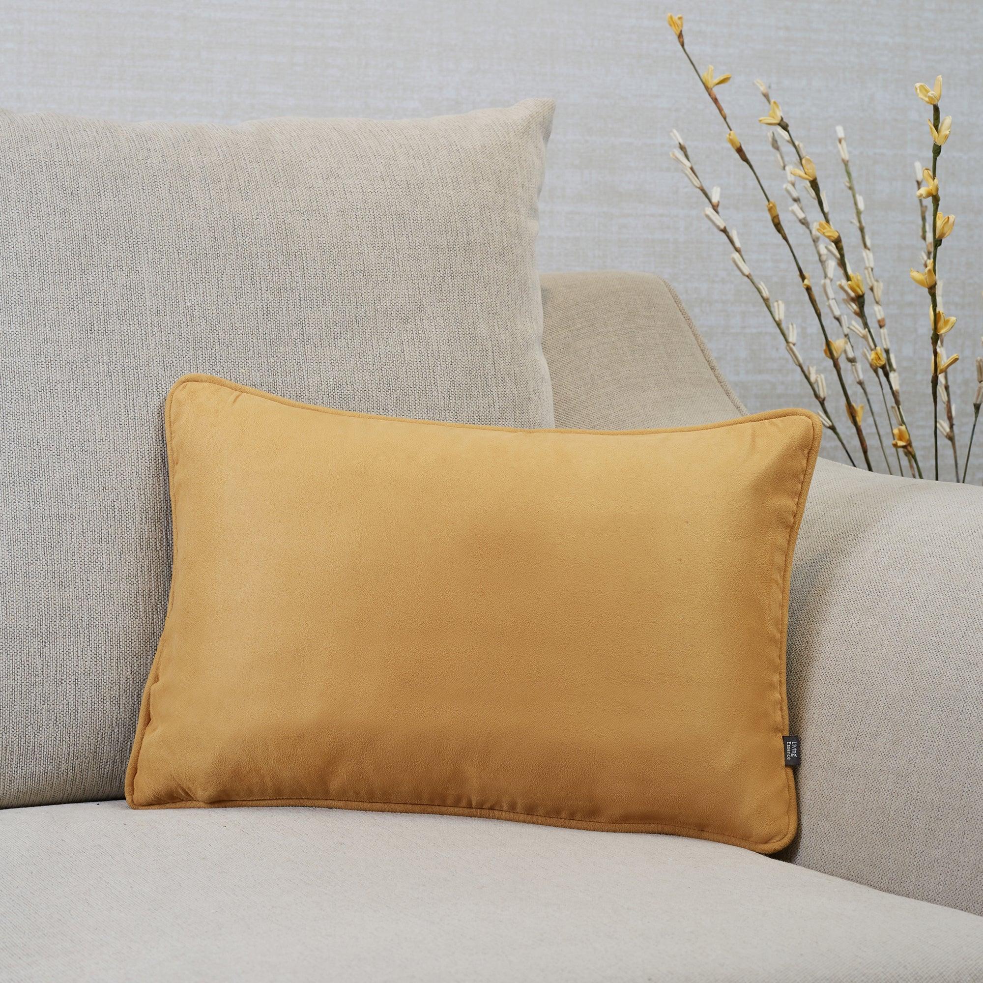 Nora Shades Reversible Solid Cushion Cover 30X45 Cm in Mustard Colour - HomeTown