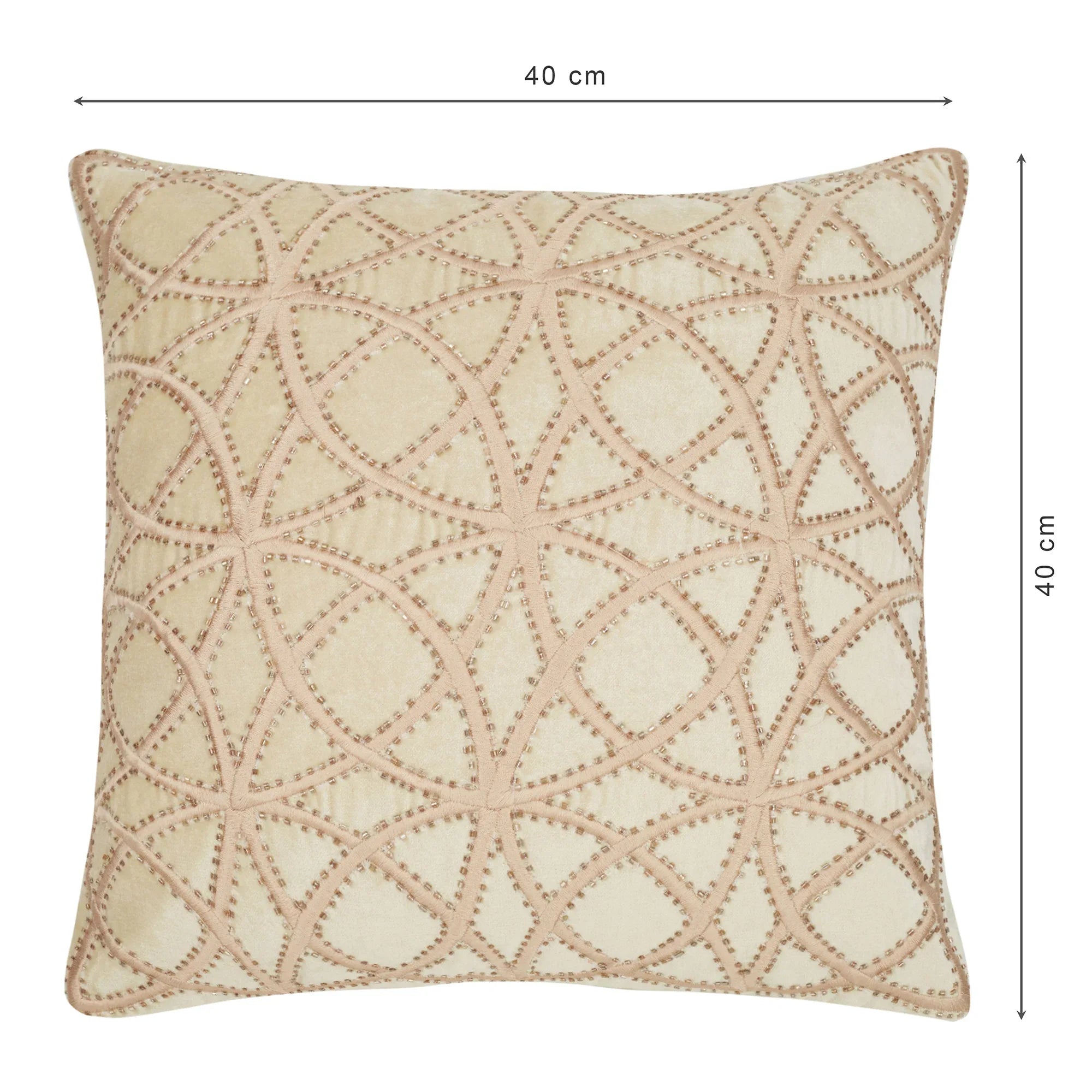Silkroute Ornamented Cushion Cover 40x40 Cm in Beige Colour - HomeTown