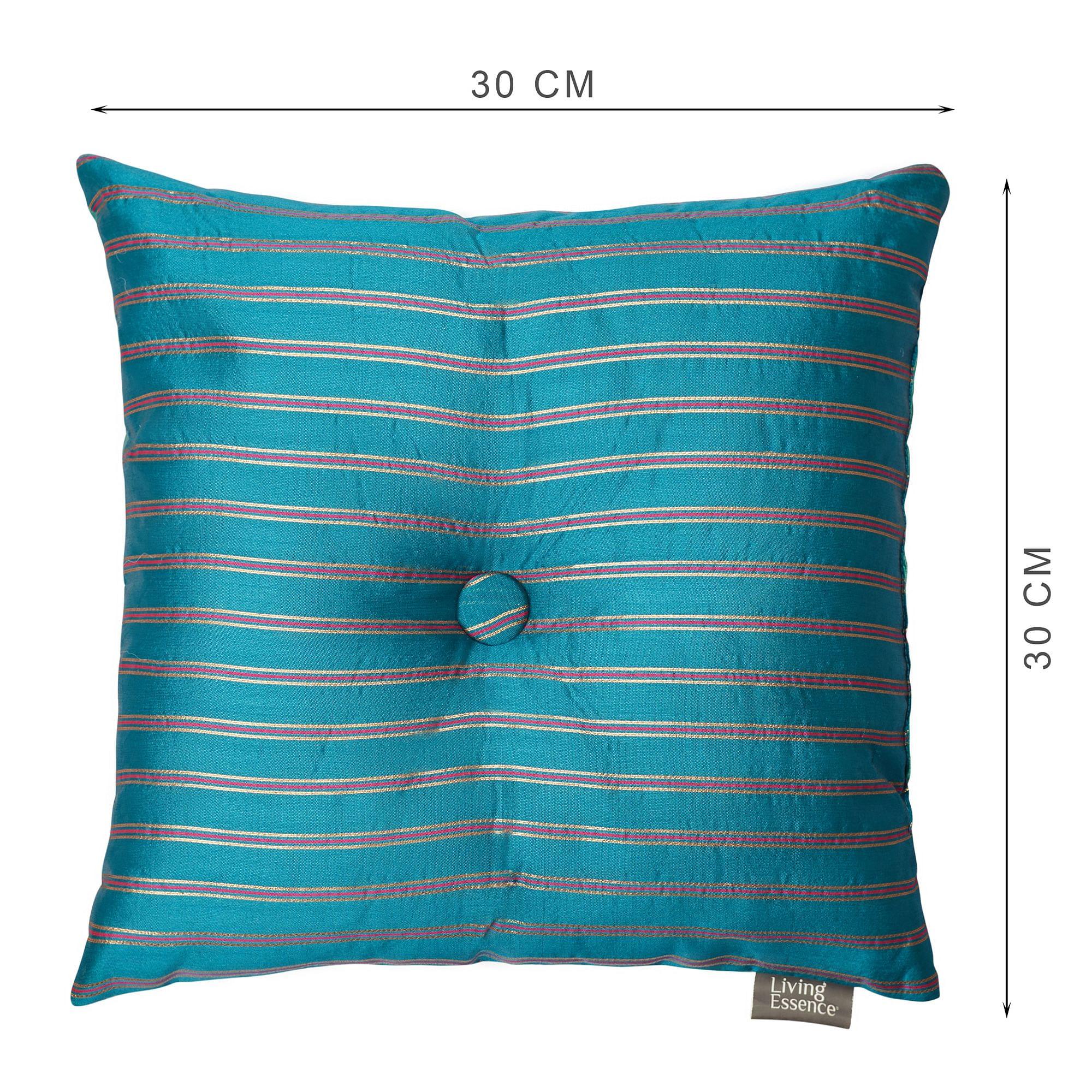 Fiesta Jacquard Pattern Reversible Filled Cushion 30X30 Cm in Aqua & Teal Colour - HomeTown