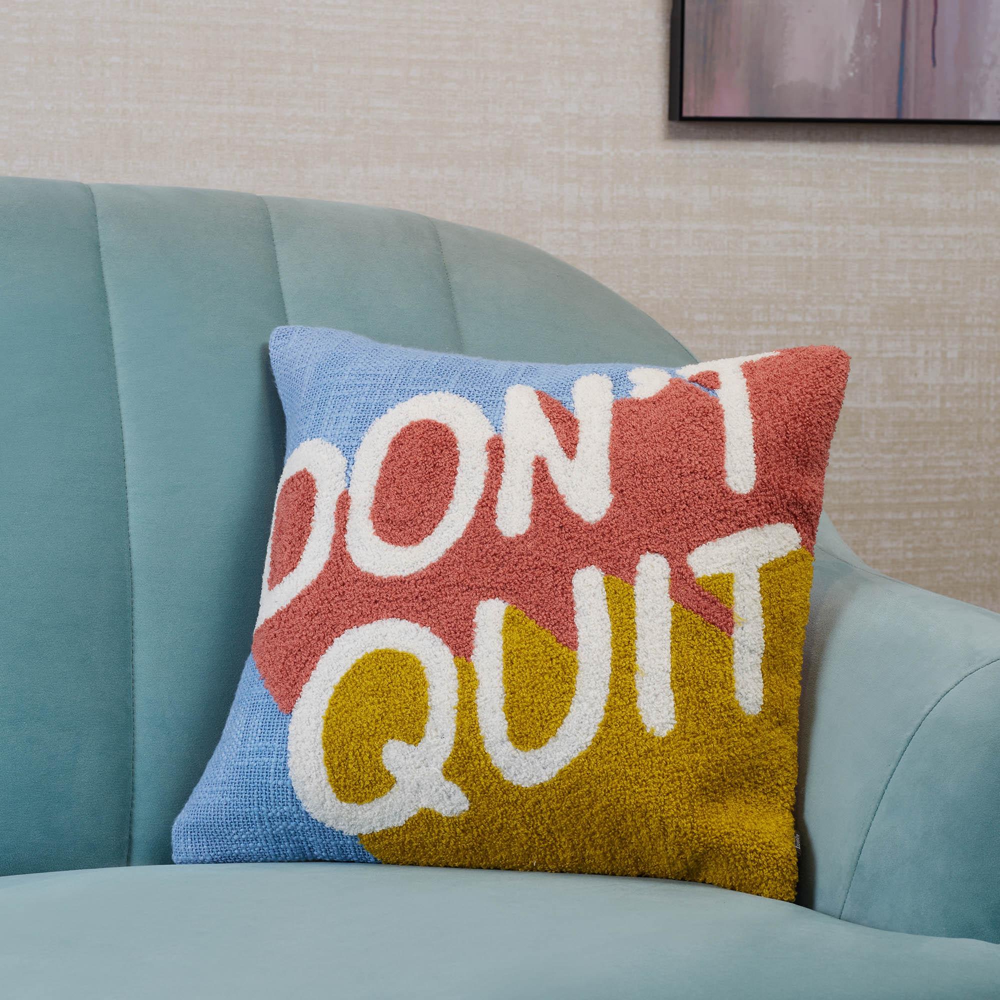 Pop Modern Text Crewel Embroidered Cushion Cover 40x40 Cm in Multi Colour - HomeTown