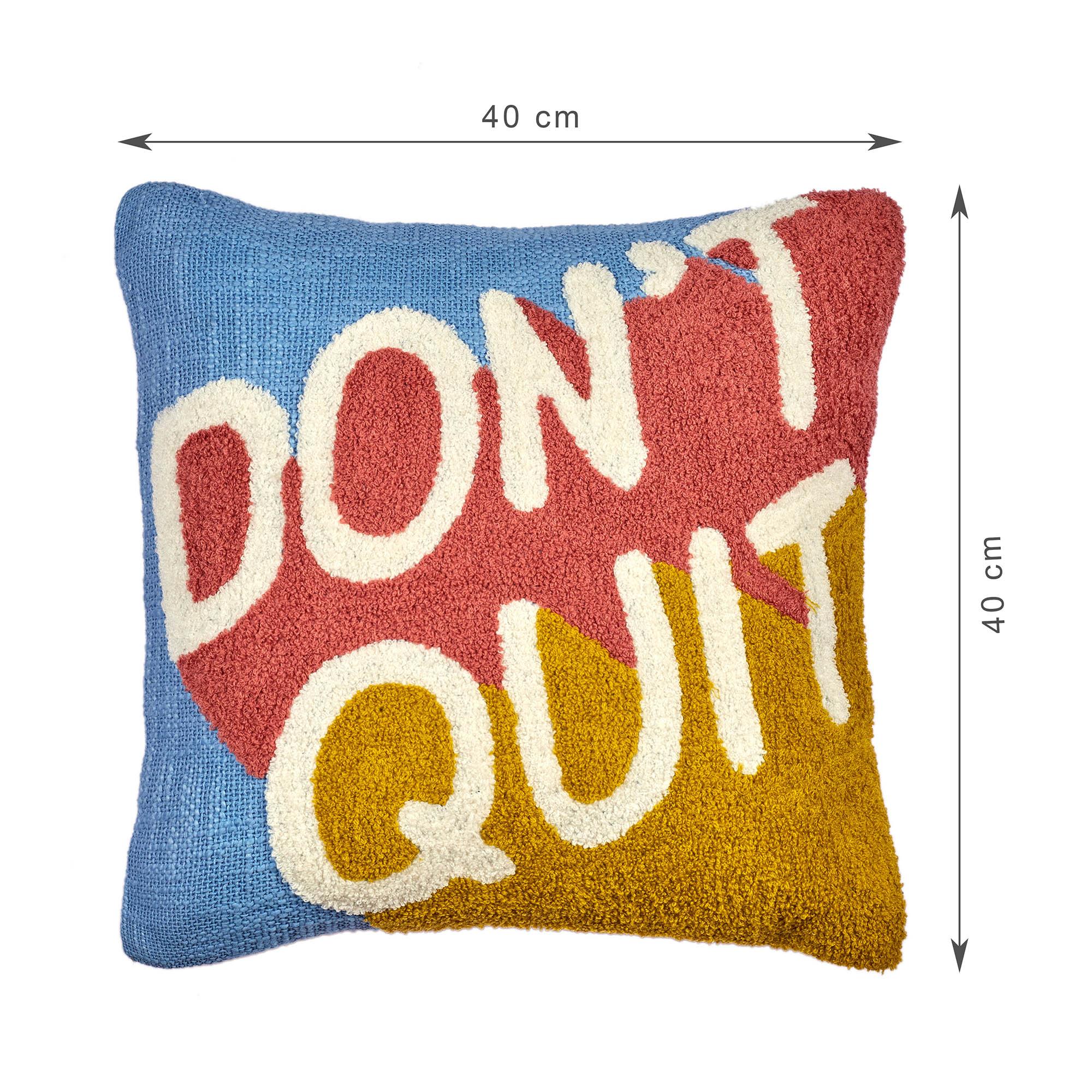 Pop Modern Text Crewel Embroidered Cushion Cover 40x40 Cm in Multi Colour - HomeTown