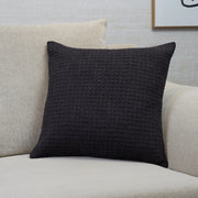 Ebony Solid Textured Cushion Cover 45x45 Cm in Black Colour - HomeTown