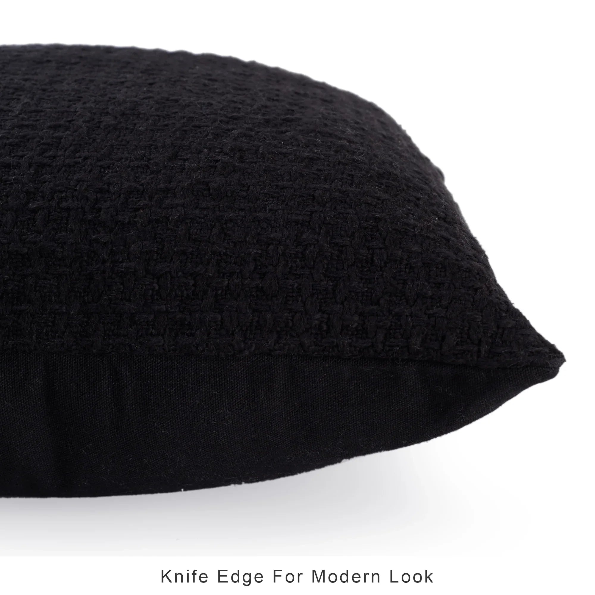 Ebony Solid Textured Cushion Cover 45x45 Cm in Black Colour - HomeTown