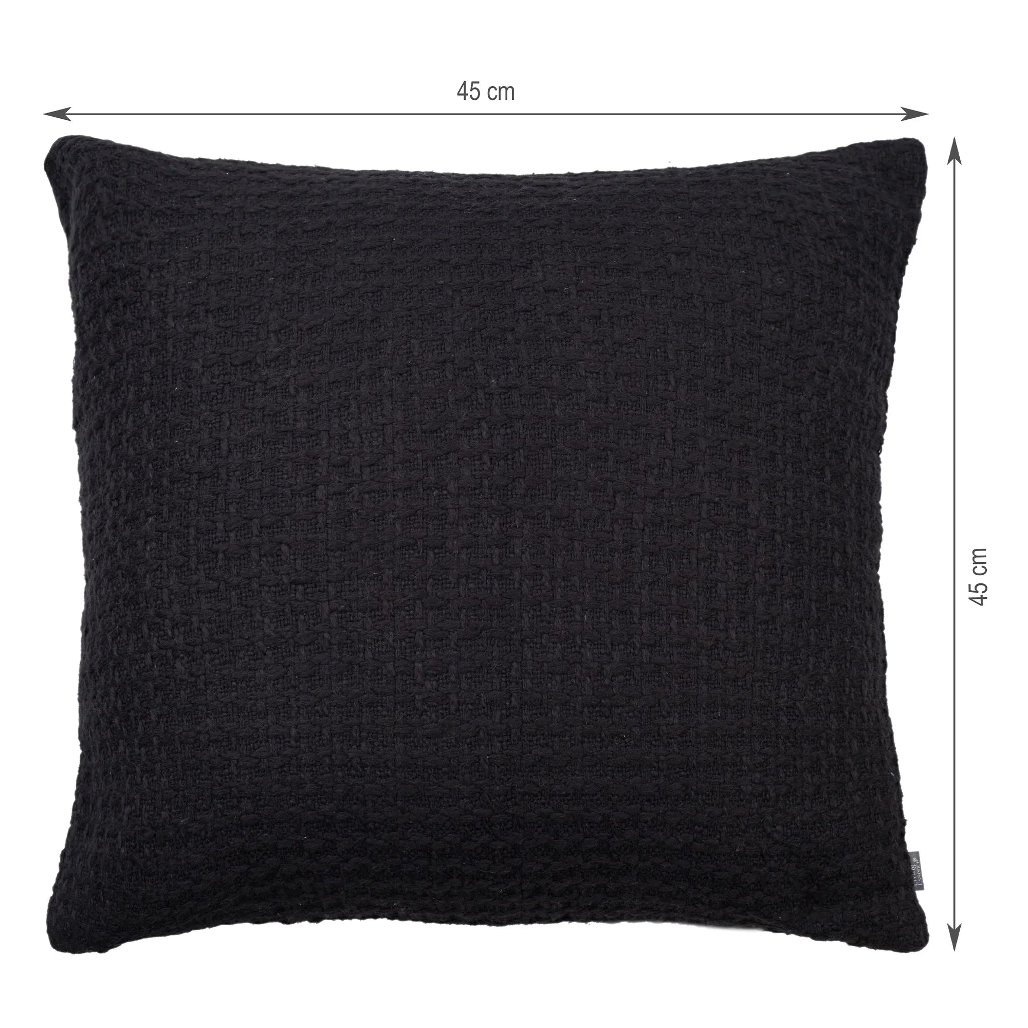 Ebony Solid Textured Cushion Cover 45x45 Cm in Black Colour - HomeTown