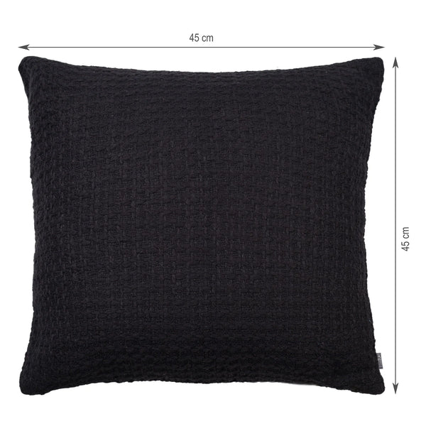 Ebony  Solid Textured Cushion Cover 45x45 Cm in Black Colour dimensions