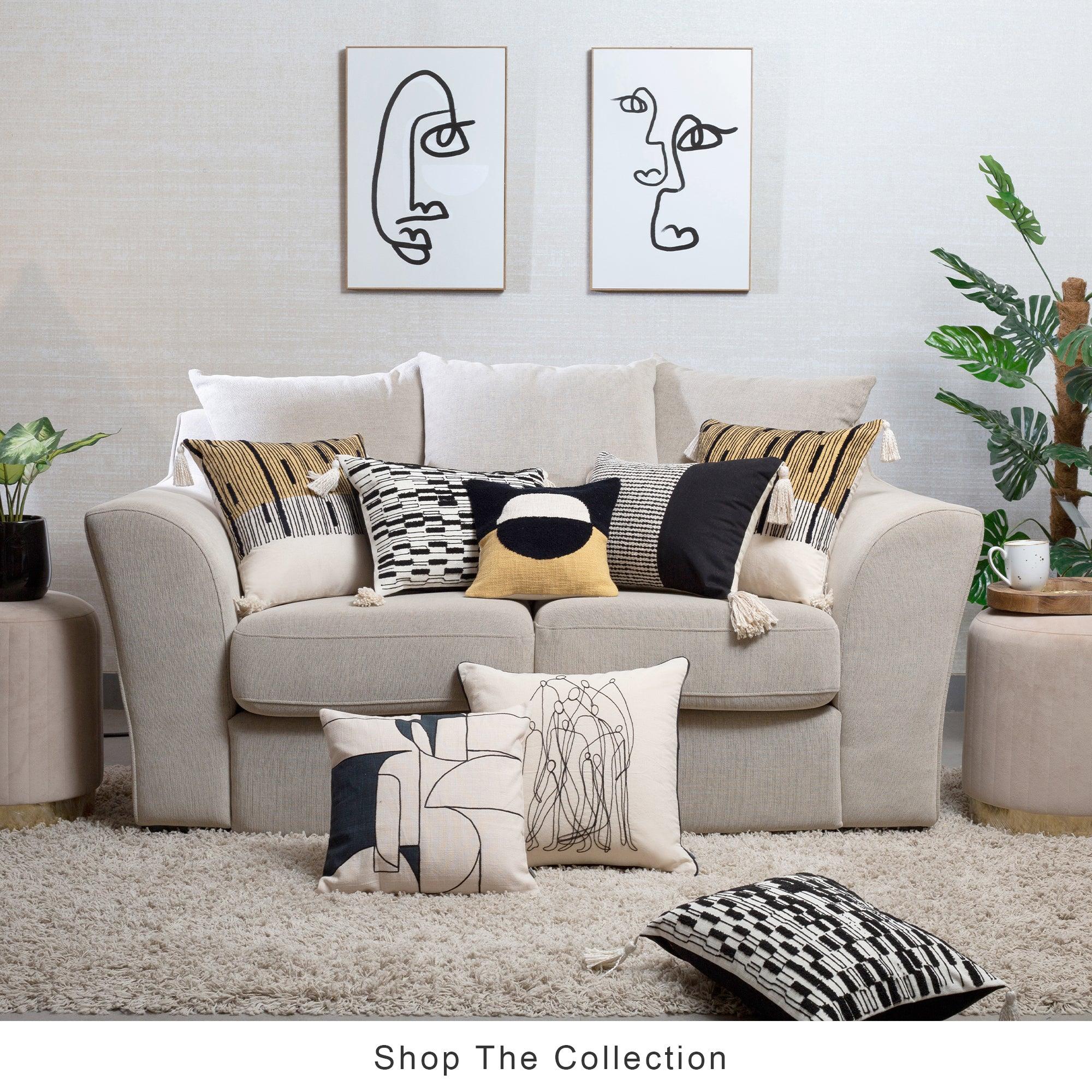 Ebony Solid Textured Cushion Cover 45x45 Cm in Black Colour - HomeTown