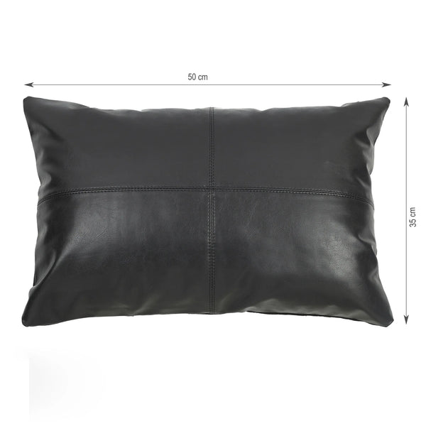 Luxe Living  Vegan Leather Cushion Cover 35x50 Cm in Black Colour dimensions