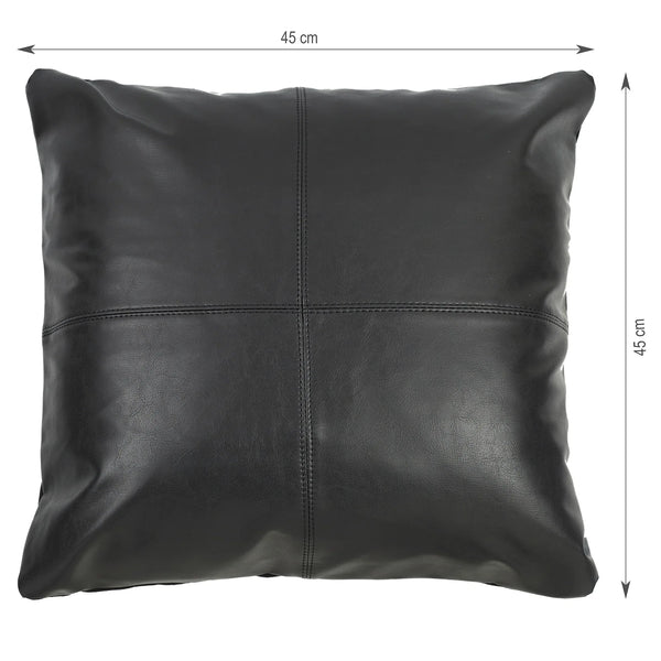 Luxe Living  Vegan Leather Cushion Cover 45x45 Cm in Black Colour dimensions