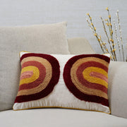 Boho Rainbow Tufted Cushion Cover 35x50 Cm in Rust Colour - HomeTown