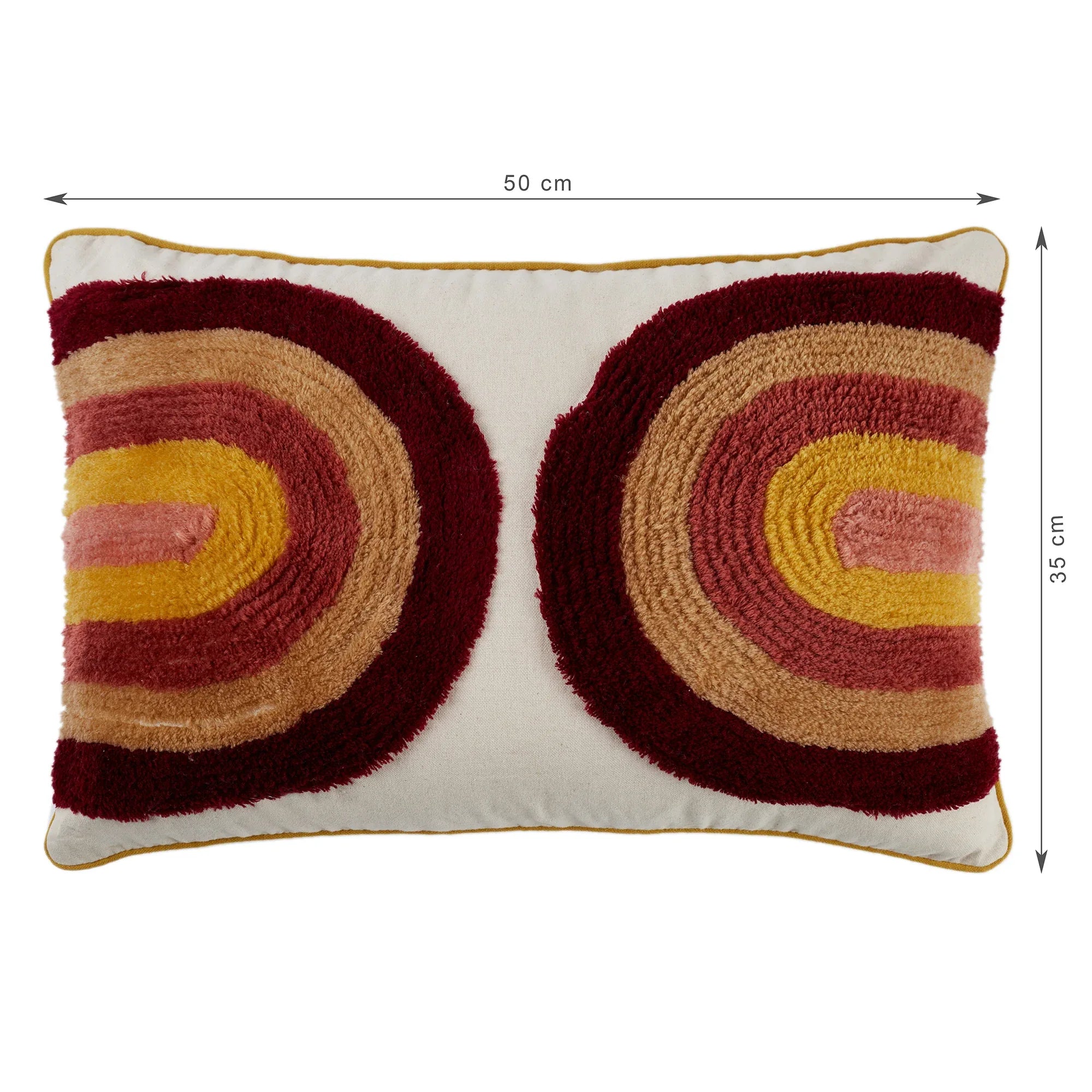 Boho Rainbow Tufted Cushion Cover 35x50 Cm in Rust Colour - HomeTown