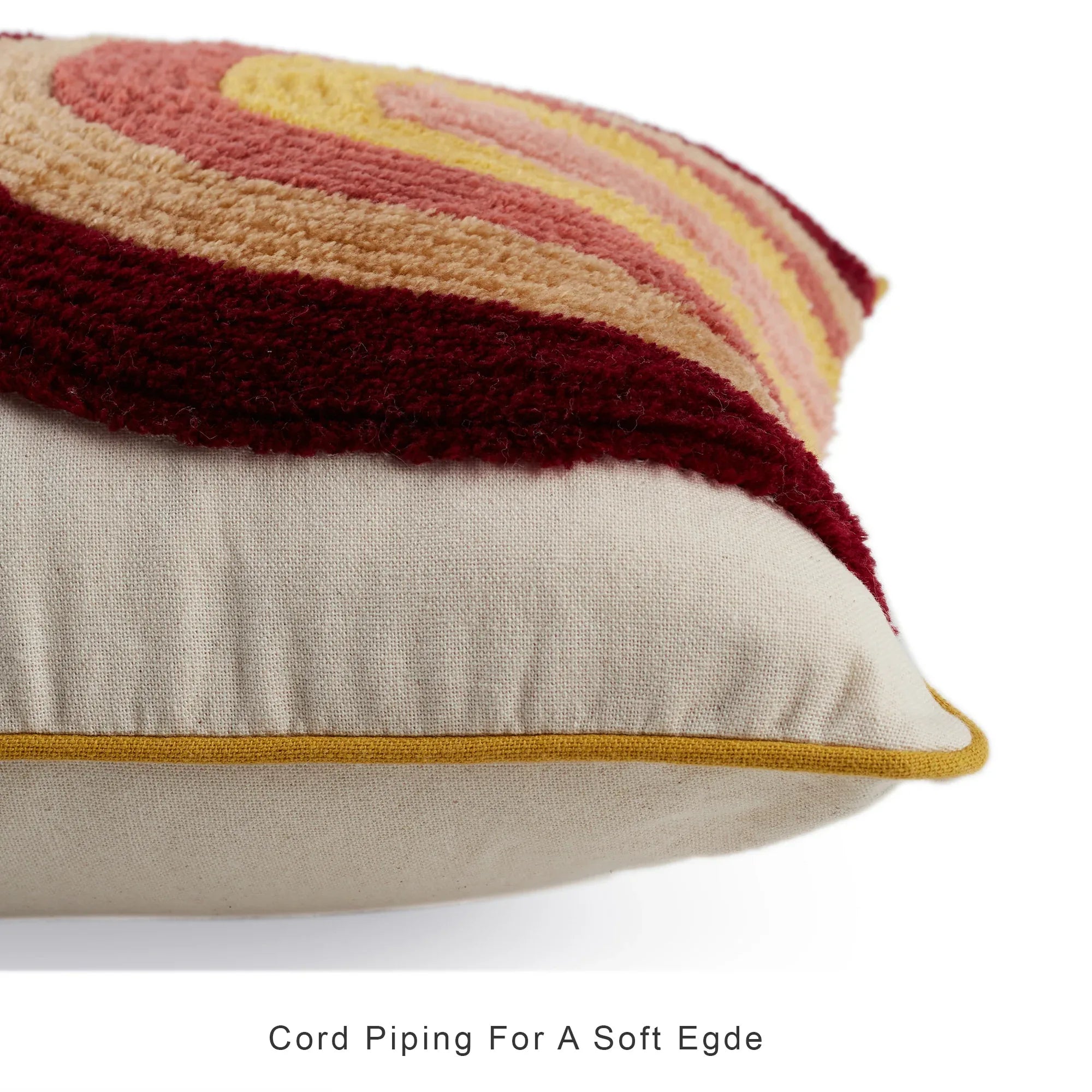 Boho Rainbow Tufted Cushion Cover 35x50 Cm in Rust Colour - HomeTown