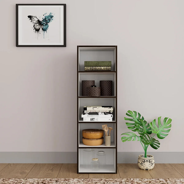 Mezzola Engineered Wood 5 Tier Bookshelf in Wenge Colour dimensions