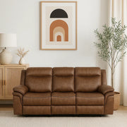 Liora 3 Seater Fabric Recliner in Brown Colour - HomeTown