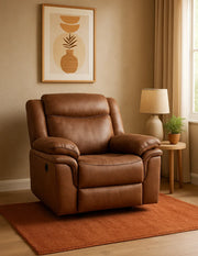 Liora Single Seater Fabric Rocker + Recliner in Brown Colour - HomeTown