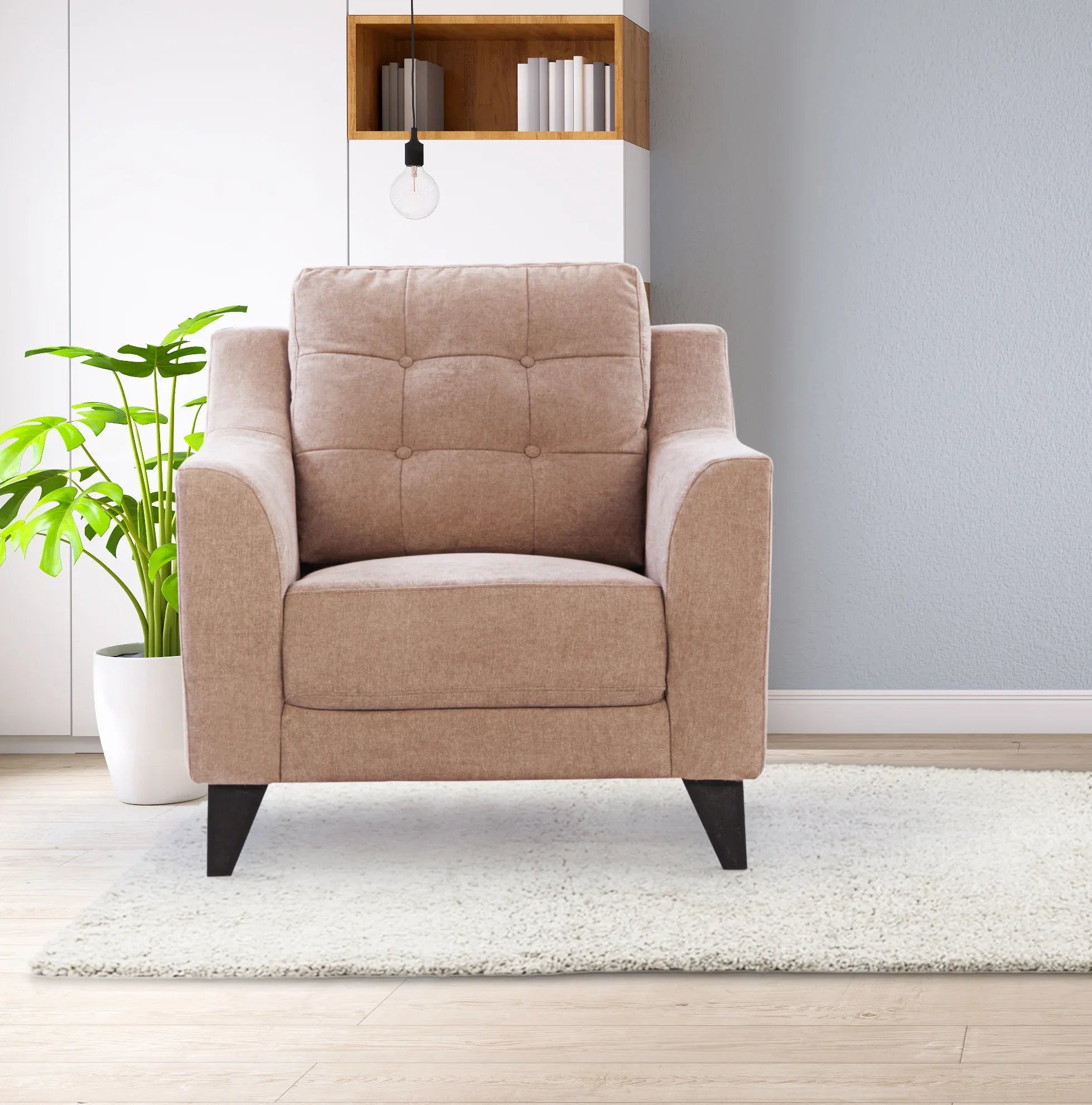 Malta Fabric 1 Seater Sofa in Brown Colour - HomeTown