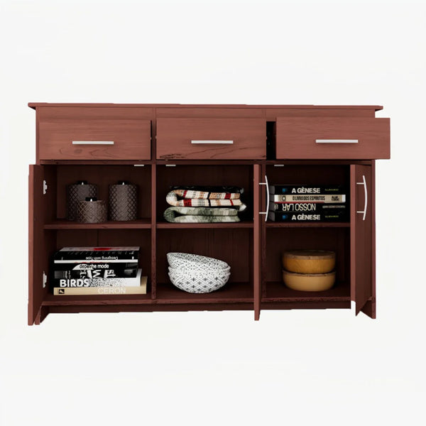 Albert Engineered Wood 3 Door Cabinet in Cherry Brown Colour dimensions