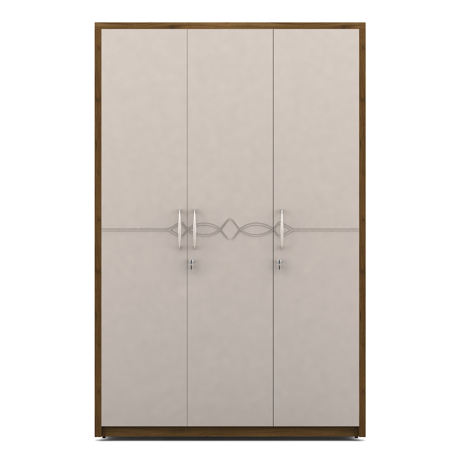 Pearl 3 Door Wardrobe in Ceramic High Gloss Finish