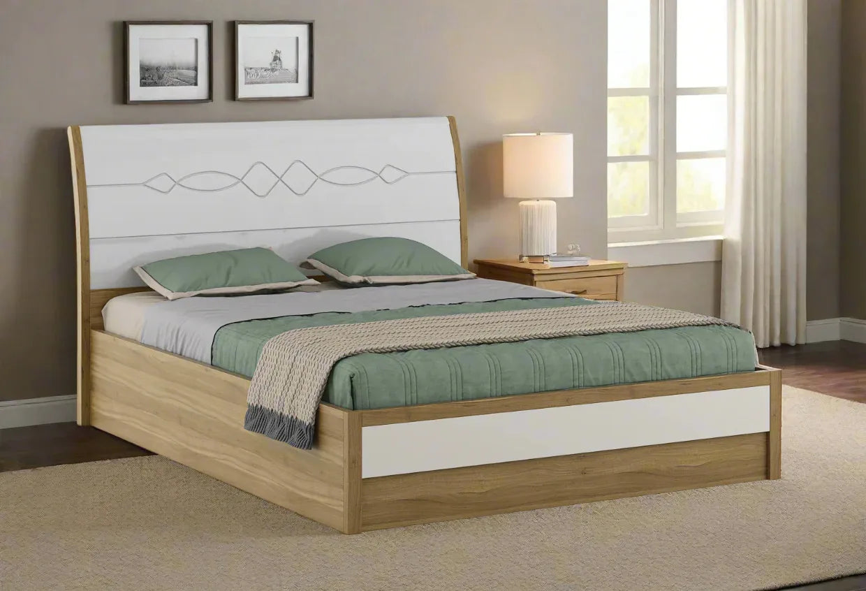 Pearl King Bed With 3/4th Hydraulic Storage in Ceramic High Gloss - HomeTown