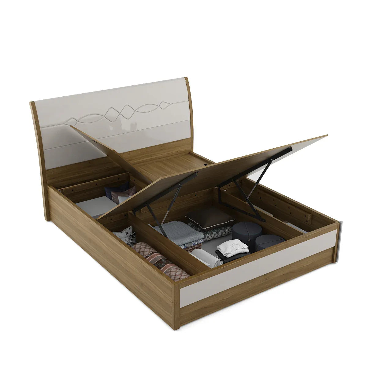 Pearl King Bed With 3/4th Hydraulic Storage in Ceramic High Gloss - HomeTown