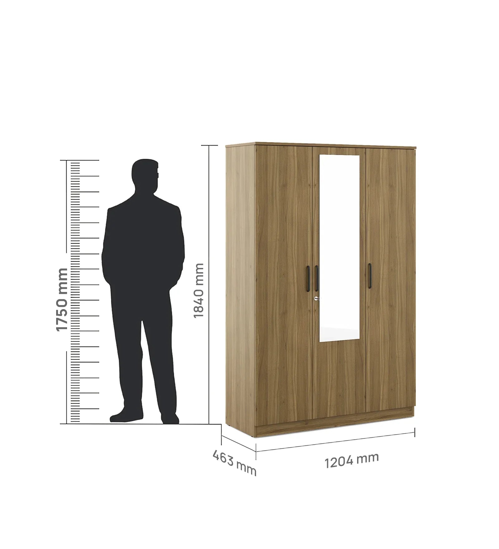 Paula 3 Door Wardrobe with Mirror - HomeTown