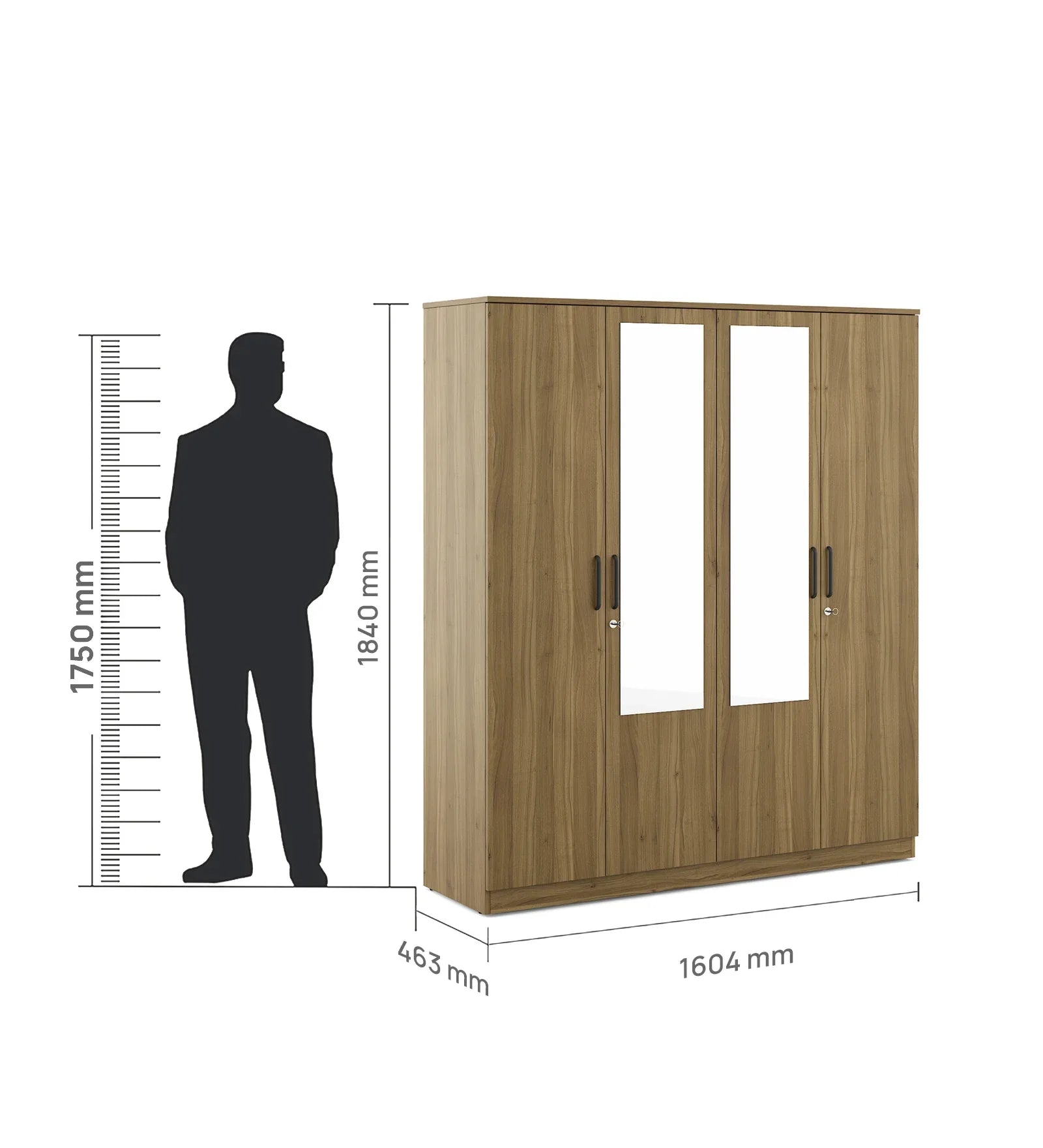 Paula 4 Door Wardrobe With Mirror - HomeTown