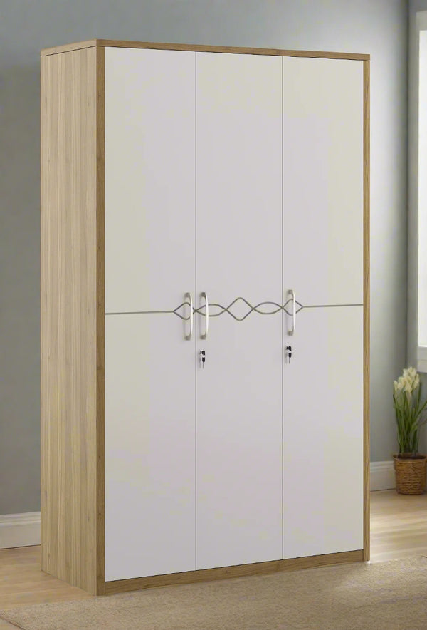 Pearl 3 Door Wardrobe in Ceramic High Gloss Finish dimensions