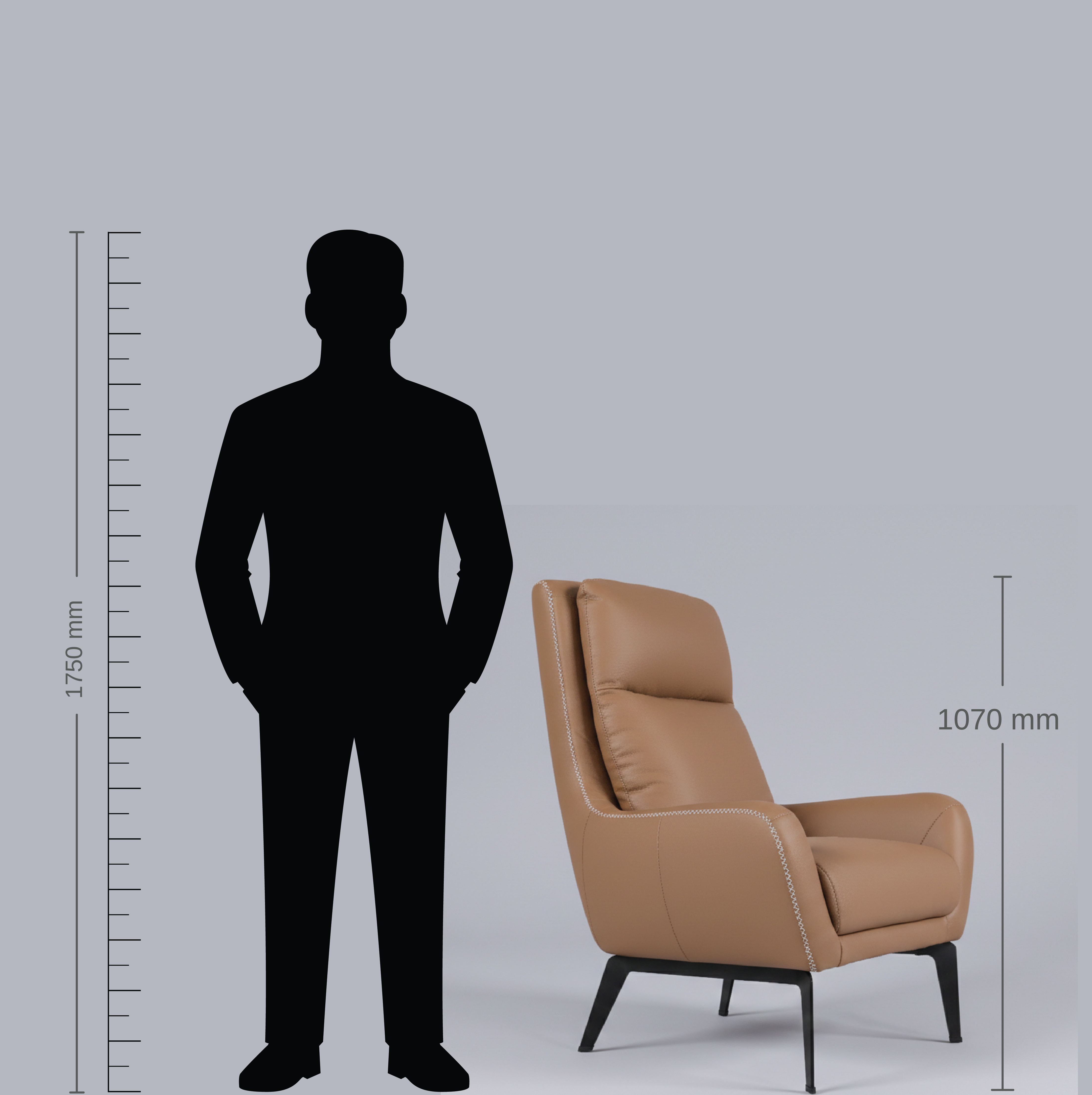 RYLAN HALF LEATHER CHAIR BROWN