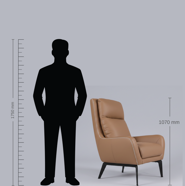 Rylan Half Leather Chair Brown dimensions