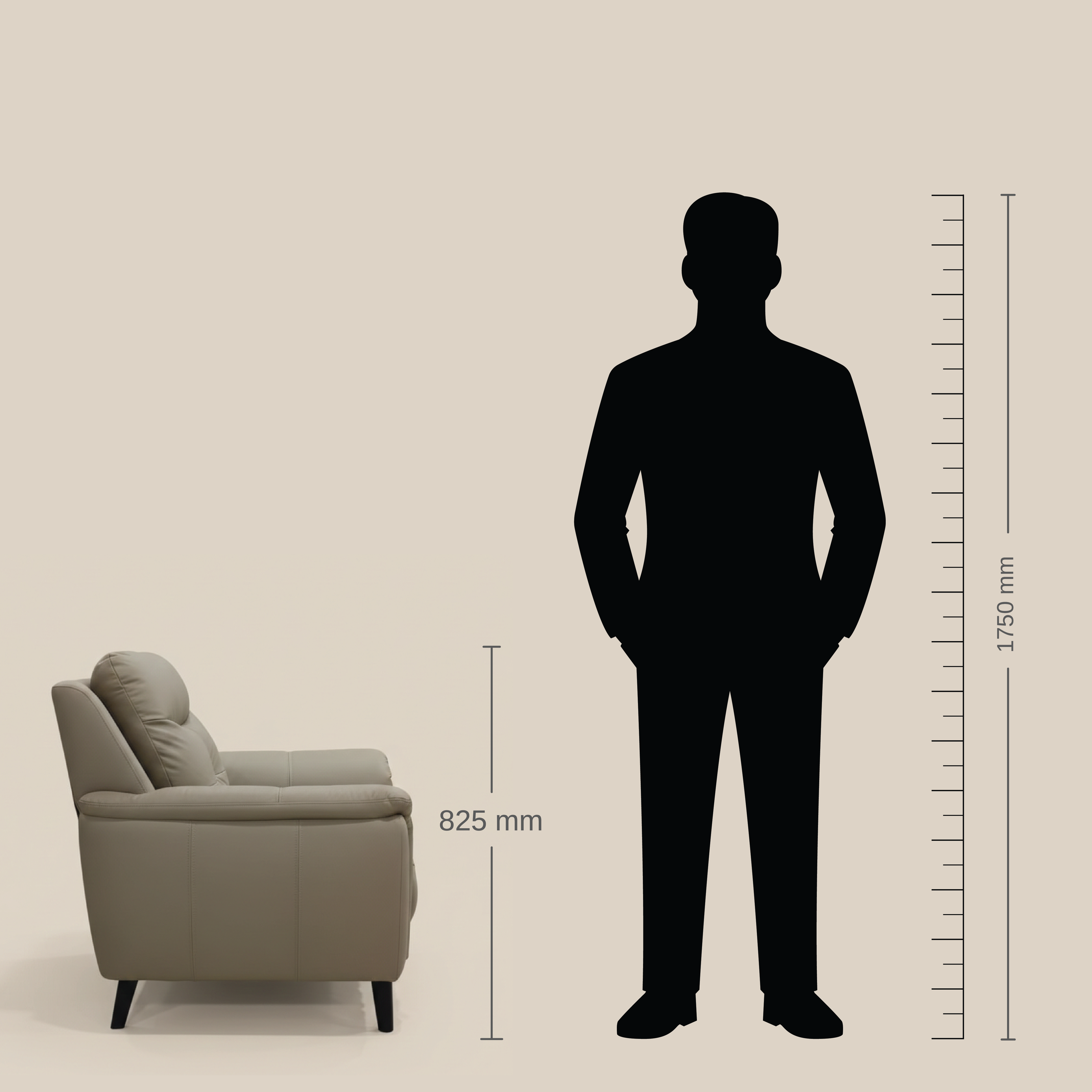 Alexa Elite Half Leather 1 Seater Beige