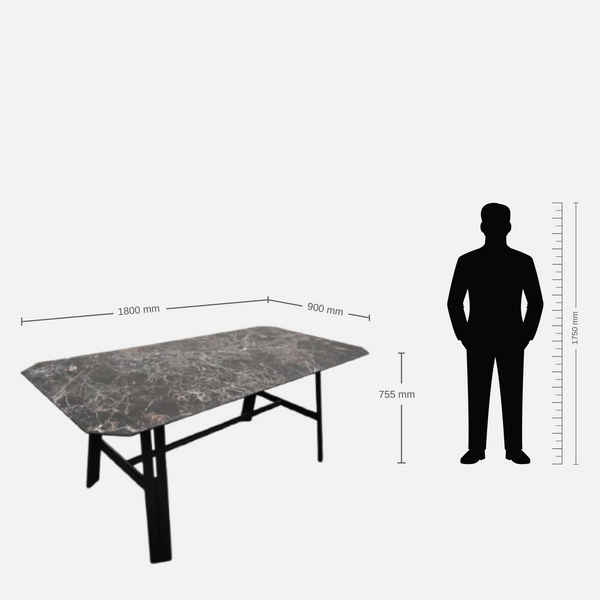 Nerova Marble Finish 6str Dining Table dimensions
