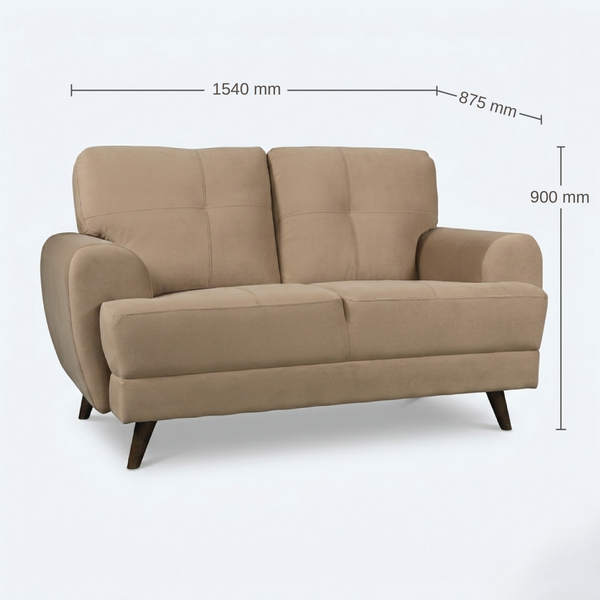 Riga Lyra 2 Seater Sofa in Brown Velvet Upholstery Fabric dimensions