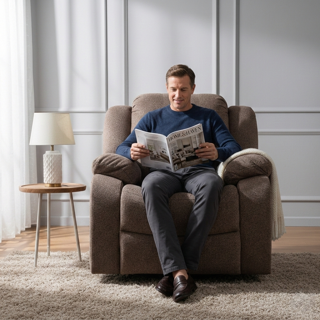 RIO FABRIC 1 STR ROCKER RECLINER BROWN