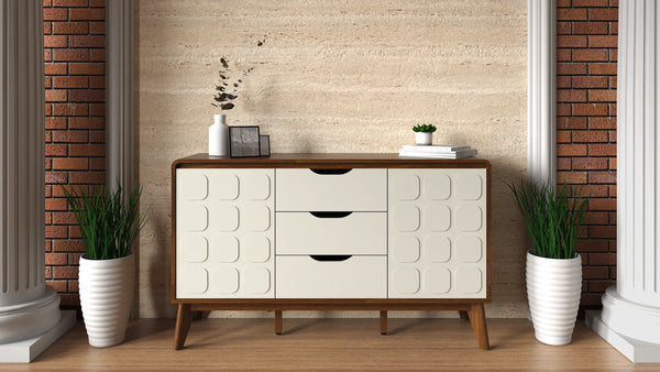 Opus Sideboard in White & Walnut Colour dimensions