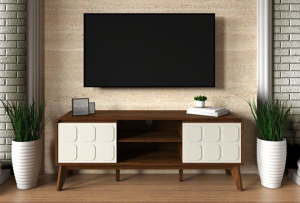 Opus Tv Unit in White & Walnut Colour dimensions