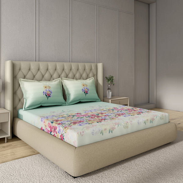 GM 100% Cotton Multi Colour Digital Printed 122TC King Size Bedsheet | 274 x 274 cm dimensions