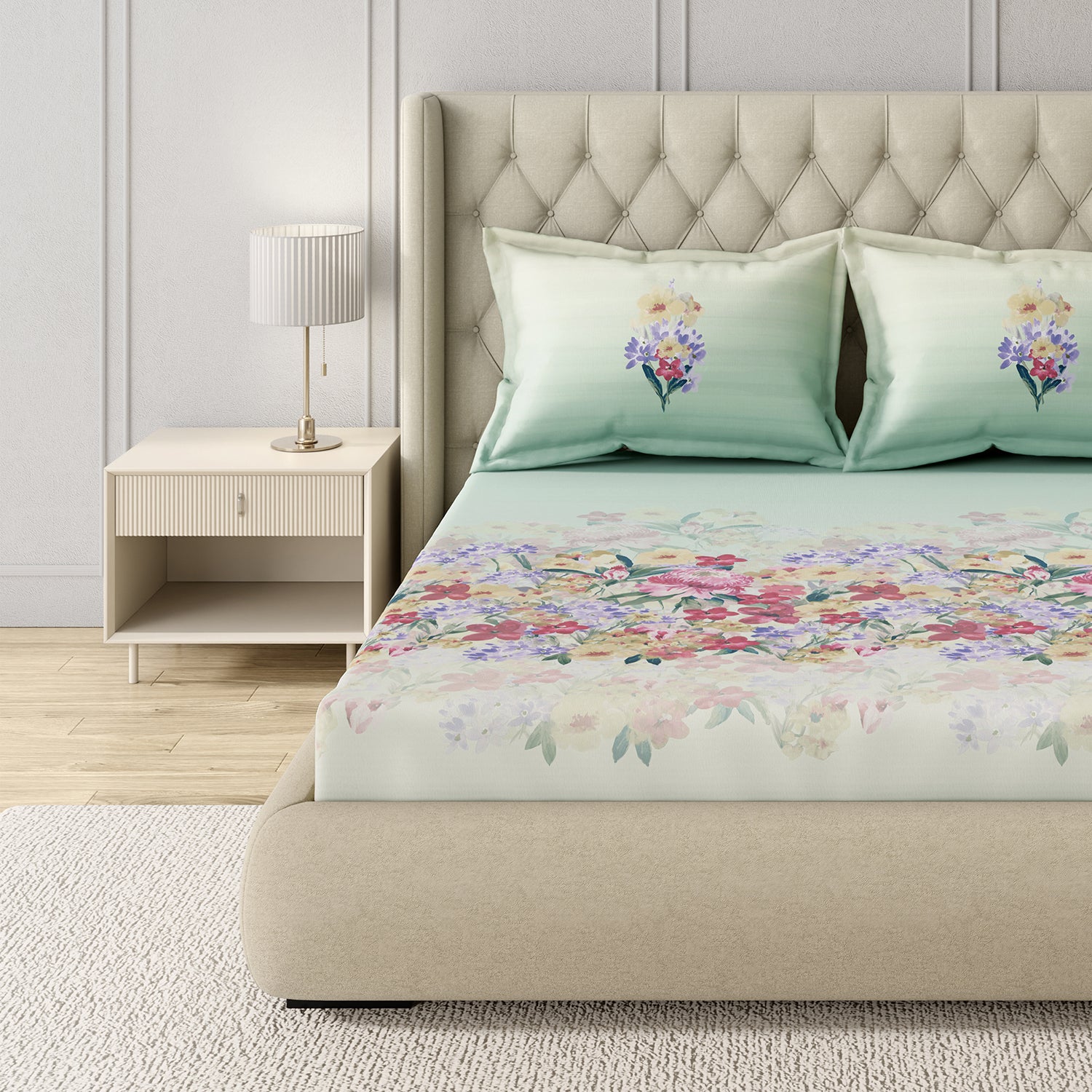 GM 100% Cotton Multi Colour Digital Printed 122TC King Size Bedsheet | 274 x 274 cm
