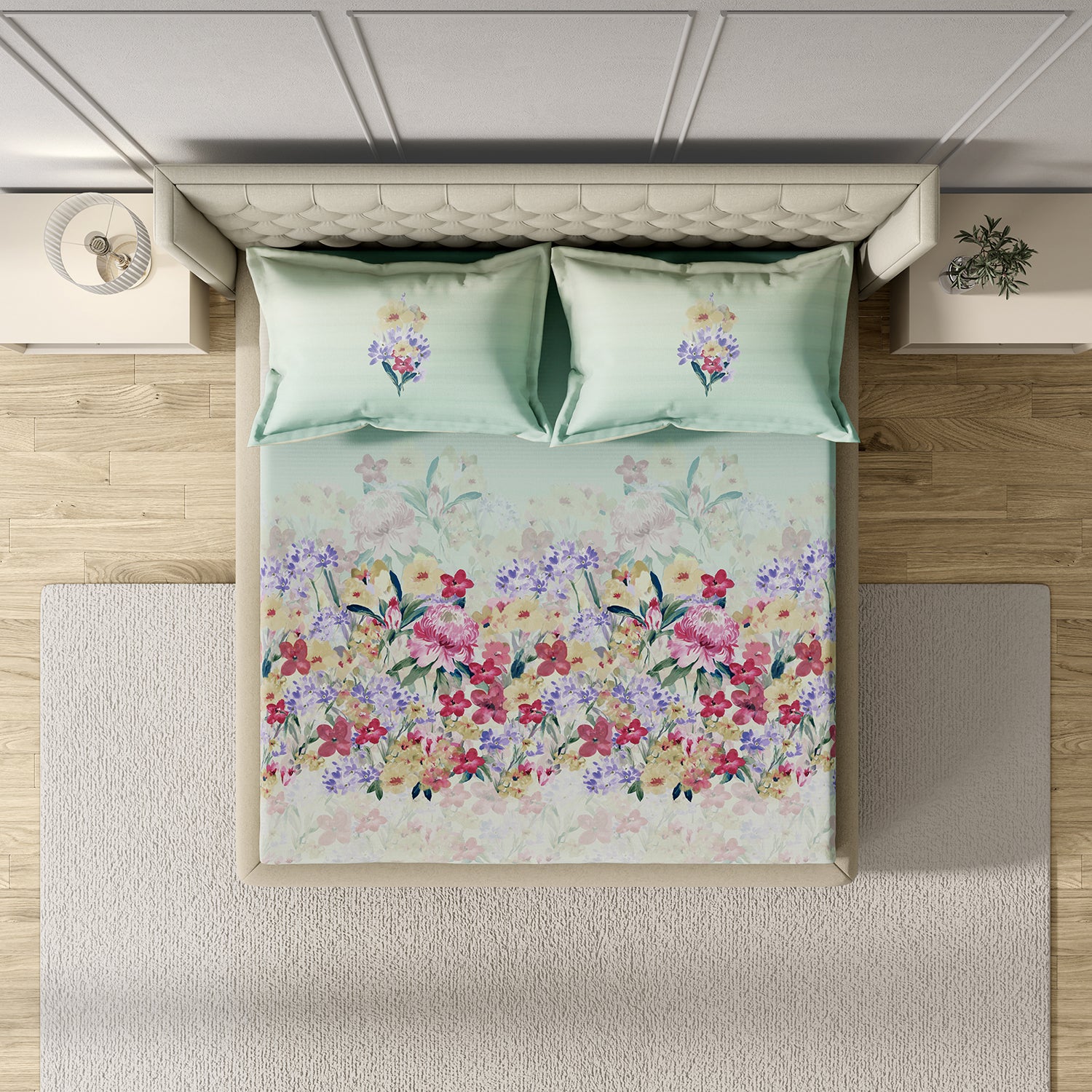 GM 100% Cotton Multi Colour Digital Printed 122TC King Size Bedsheet | 274 x 274 cm