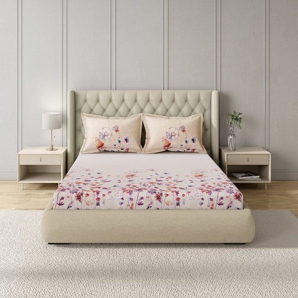 GM 100% Cotton Blush Pink Digital Printed 122TC King Size Bedsheet | 274 x 274 cm dimensions
